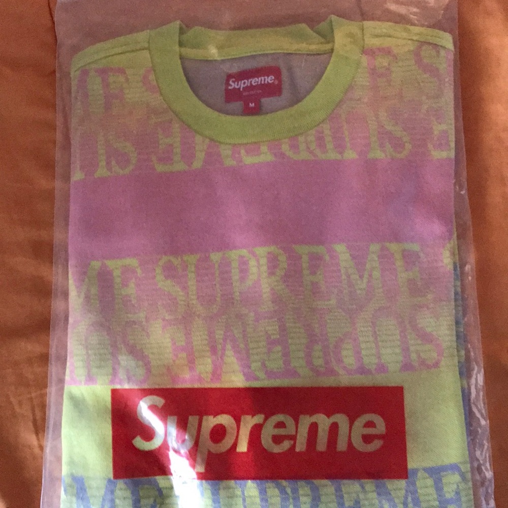 supreme text stripe  jacquard tee